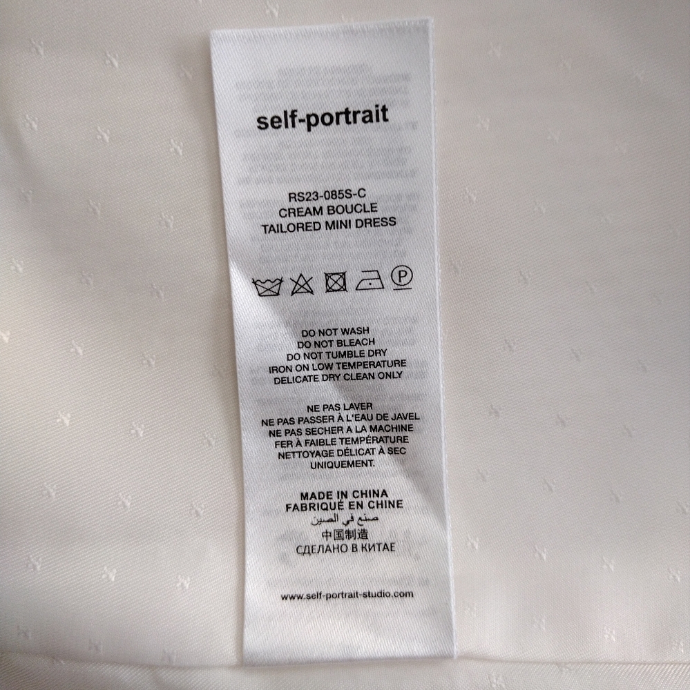 NWT Self-Portrait Boucle Tailored Mini Dress in Cream Women's size 8 - Picture 11 of 11